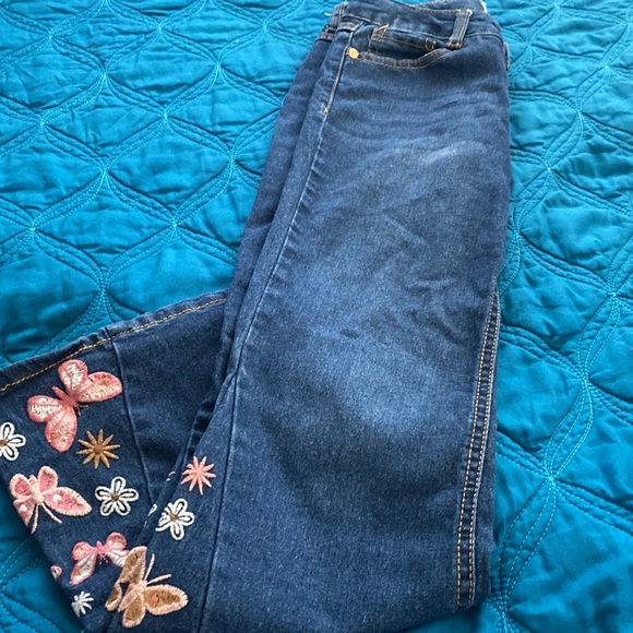 Flare butterflies & flower jeans kid size 8 - Picture 2 of 2